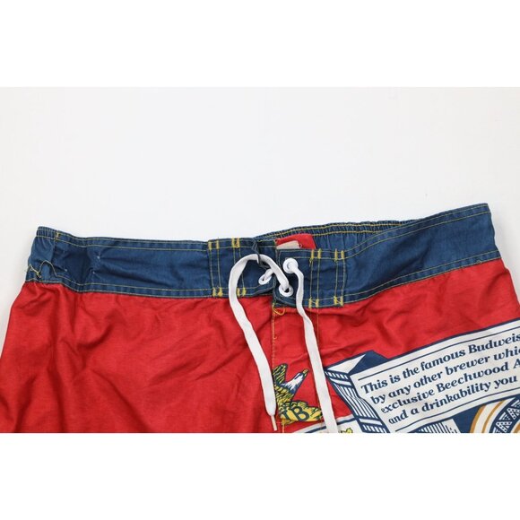 Vintage Y2K Anheuser Busch Budweiser Mens 38 All Over Print Board Shorts Trunks - Picture 2 of 14